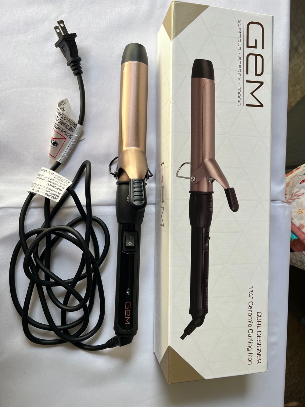 GEM Curl Designer 1¼" Ceramic Curling Iron - Rose Gold & Black - Picture 4 of 4